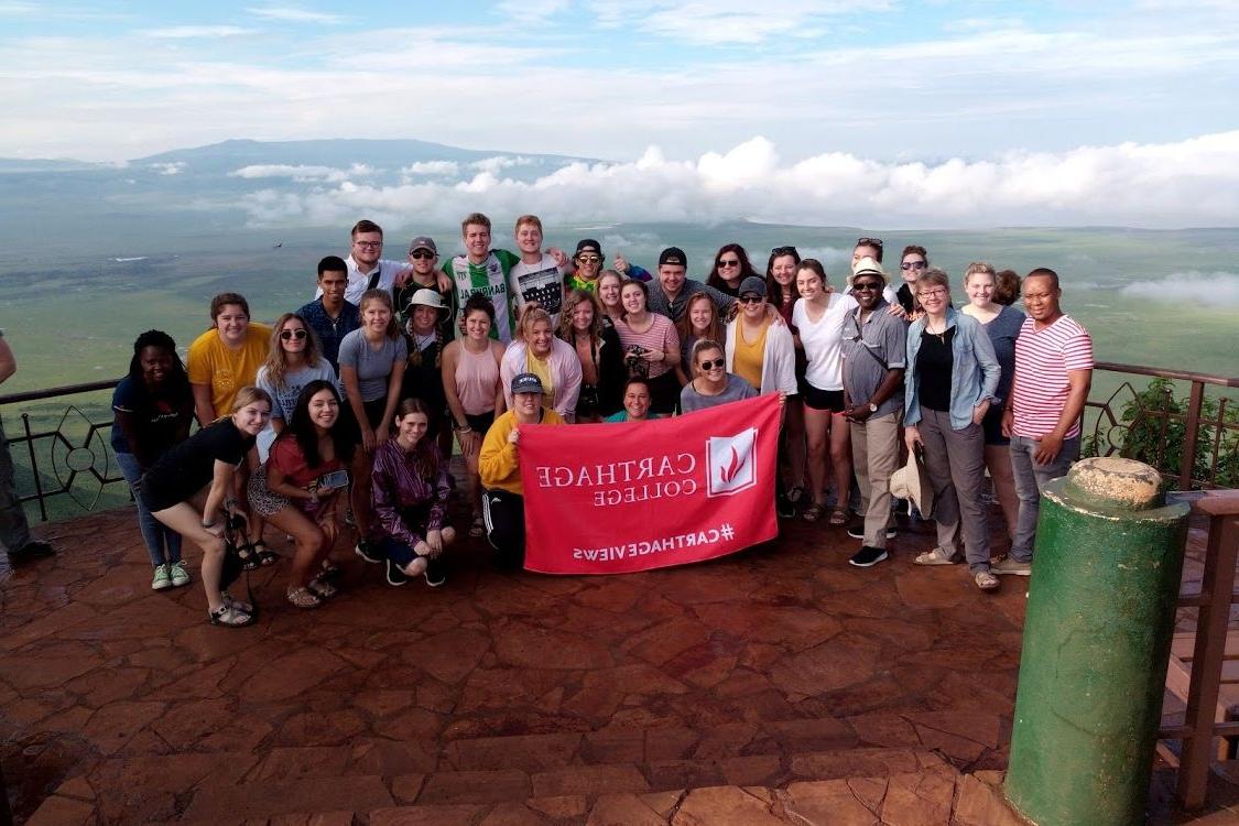 A group photo of a J-Term study tour in Tanzania.